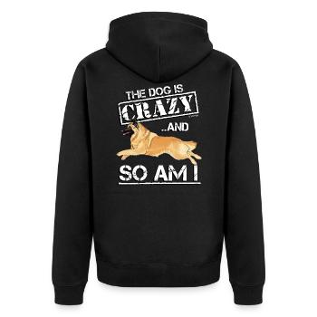 Belgian Shepherd Crazy2 - Unisex Premium Organic Zip Hoodie - black - Back - Nico (187cm)