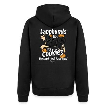 lapphundcookies4 - Unisex Premium Bio Zip Hoodie - Schwarz - Hinten - Nico (187cm)