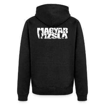 MAGYAR VIZSLA Jagdhund - Unisex Premium Bio Zip Hoodie - Schwarz - Hinten - Nico (187cm)