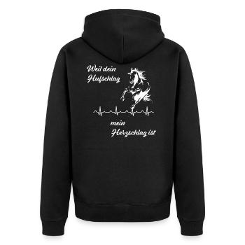 Pferde T Shirt - Unisex Premium Bio Zip Hoodie - Schwarz - Hinten - Nico (187cm)