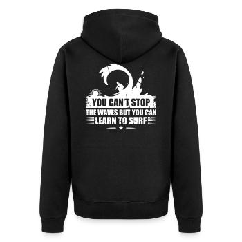 Can not stop waves Learn to surf - surfin - surfing - Unisex Premium Organic Zip Hoodie - black - Back - Nico (187cm)
