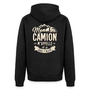 Tshirt pour Routier - Mon Camion m'appelle - Veste à capuche bio Premium Unisexe - noir - Dos - Nico (187cm)