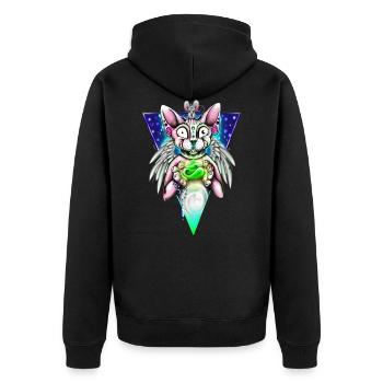 HeiligeScheisse! - Unisex Premium Bio Zip Hoodie - Schwarz - Hinten - Nico (187cm)