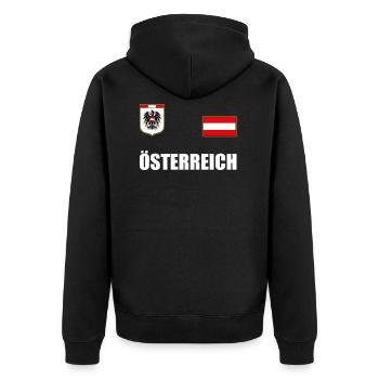 Austria Austrian flag jersey football - Unisex Premium Organic Zip Hoodie - black - Back - Nico (187cm)