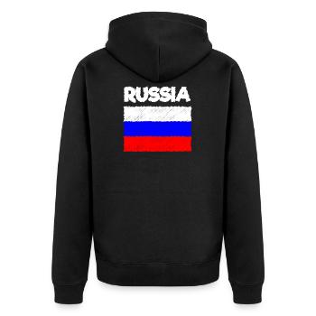 RUSSIE russe flag - Hoodie - Veste à capuche bio Premium Unisexe - noir - Dos - Nico (187cm)