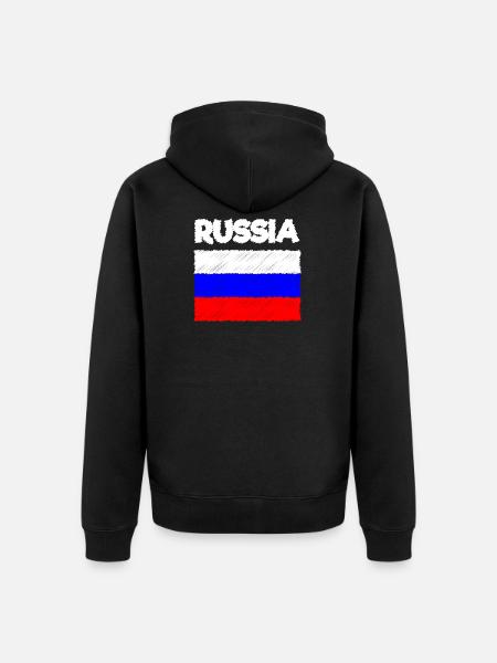 Rosja Rosyjska flaga - z kapturem - Premium økologisk unisex-hættejakke - sort