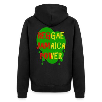 reggae jamaica power - Unisex Premium Organic Zip Hoodie - black - Back - Nico (187cm)