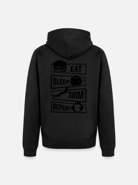 Eat Sleep Swim Repeat - Swimming Pool Vand - Premium økologisk unisex-hættejakke - sort
