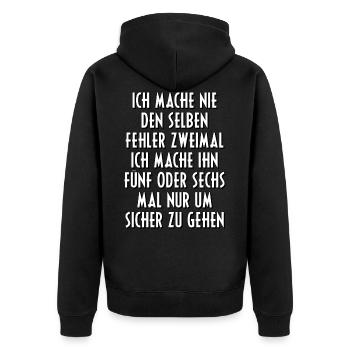 Fehler machen Falsch Sprüche Spruch Geschenkidee - Unisex Premium Bio Zip Hoodie - Schwarz - Hinten - Nico (187cm)