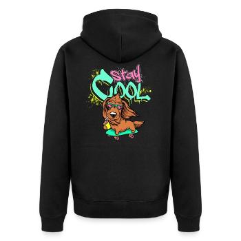Stay Cool! - Unisex Premium Organic Zip Hoodie - black - Back - Nico (187cm)