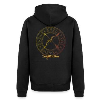 Signe du zodiaque du Sagittaire - Veste à capuche bio Premium Unisexe - noir - Dos - Nico (187cm)