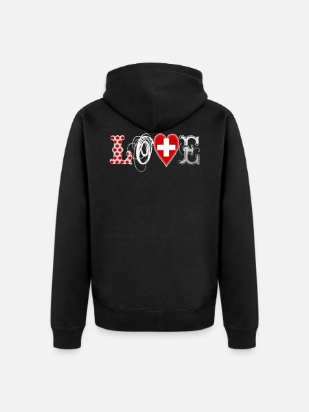 Love Suisse White - Unisex Premium Bio Zip Hoodie - Schwarz