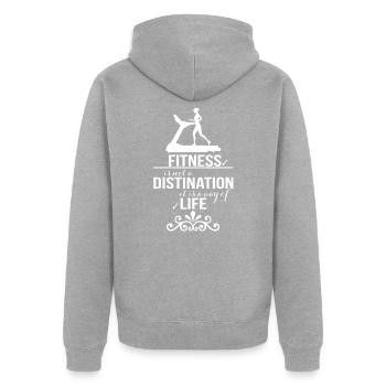 Cardio, Laufband, Fitness, Motivation, Abnehmen - Unisex Premium Bio Zip Hoodie - Grau meliert - Hinten - Nico (187cm)
