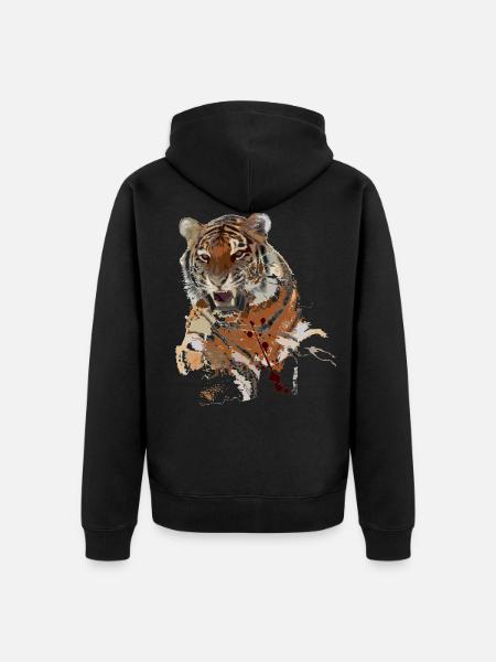 tiger - Unisex Premium Organic Zip Hoodie - black
