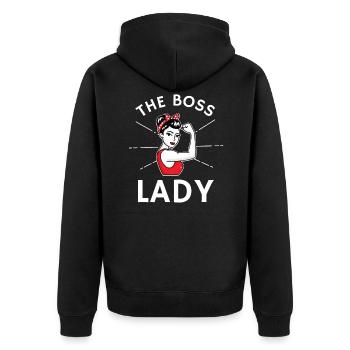 La patronne - Veste à capuche bio Premium Unisexe - noir - Dos - Nico (187cm)