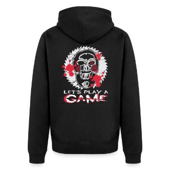 Horrorpuppe, Geschenk, Horror, Spiel, Horrorclown - Unisex Premium Bio Zip Hoodie - Schwarz - Hinten - Nico (187cm)