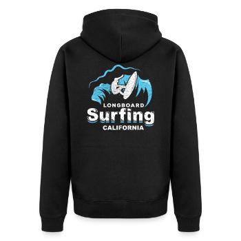 Longboard, surf, californie, planche surf, soleil, vague - Veste à capuche bio Premium Unisexe - noir - Dos - Nico (187cm)