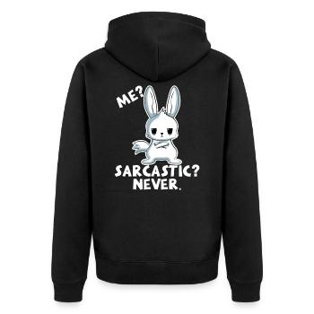 I sarcastic? No way! Rabbit - Unisex Premium Organic Zip Hoodie - black - Back - Nico (187cm)