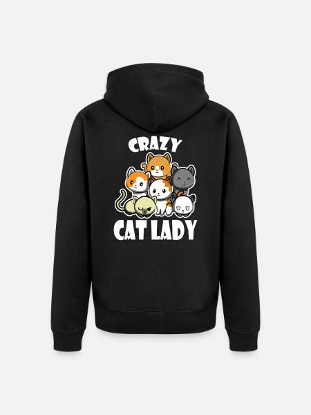 Crazy cat lady - Unisex Premium Organic Zip Hoodie - black