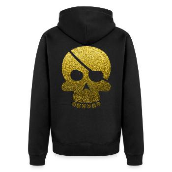 Skull Pirate - Unisex Premium Organic Zip Hoodie - black - Back - Nico (187cm)