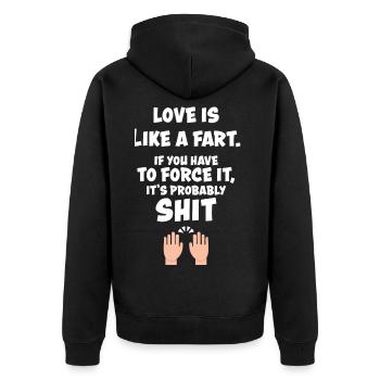 Lustig Lustiger Spruch Funny Geschenk Lustige - Unisex Premium Bio Zip Hoodie - Schwarz - Hinten - Nico (187cm)