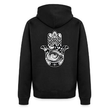 L'oeil de la main - Veste à capuche bio Premium Unisexe - noir - Dos - Nico (187cm)
