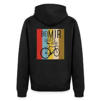 BEI MIR LÄUFTS RUND - FAHRRAD MOTIV HOBBY RADLER - Unisex Premium Bio Zip Hoodie - Schwarz - Hinten - Nico (187cm)