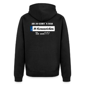 From 30 gives the H license plate - Unisex Premium Organic Zip Hoodie - black - Back - Nico (187cm)