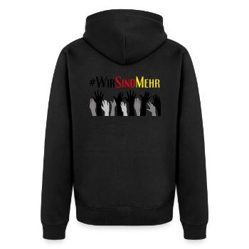 We are more! #wirsindmehr. Chemnitz. Against right - Unisex Premium Organic Zip Hoodie - black - Back - Nico (187cm)