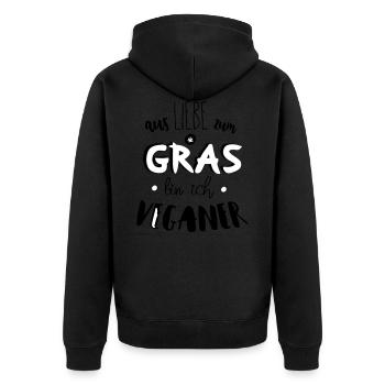 Lustiger Veganer Kiffer Gras Spruch Geschenk - Unisex Premium Bio Zip Hoodie - Schwarz - Hinten - Nico (187cm)