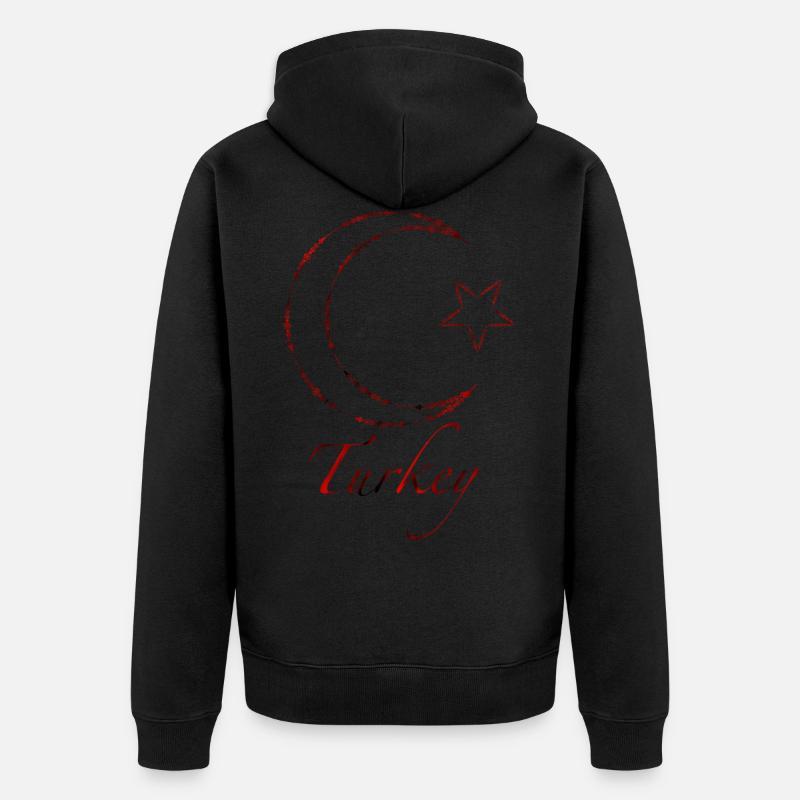 Mezzaluna turca e stella - Felpa con cappuccio ecologica premium unisex - nero