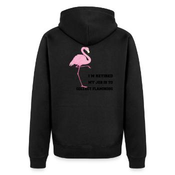 Flamingo Rente Ruhestand Weihnachten Geschenk - Unisex Premium Bio Zip Hoodie - Schwarz - Hinten - Nico (187cm)