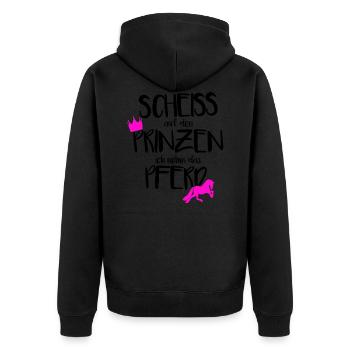 Pferd Norweger Pony Haflinger Islandpferd Geschenk - Unisex Premium Bio Zip Hoodie - Schwarz - Hinten - Nico (187cm)