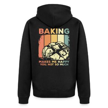 Backen Brot Bäcker - Unisex Premium Bio Zip Hoodie - Schwarz - Hinten - Nico (187cm)