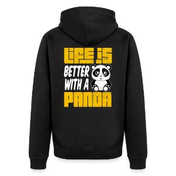Panda Baby Geschenk Süßes Bärchen zum knuddeln - Unisex Premium Bio Zip Hoodie - Schwarz - Hinten - Nico (187cm)