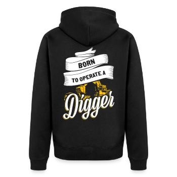 Bagger - Unisex Premium Bio Zip Hoodie - Schwarz - Hinten - Nico (187cm)