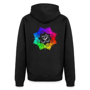 OM Mandala Yoga Meditation Buddhism Gift Idea - Unisex Premium Organic Zip Hoodie - black - Back - Nico (187cm)
