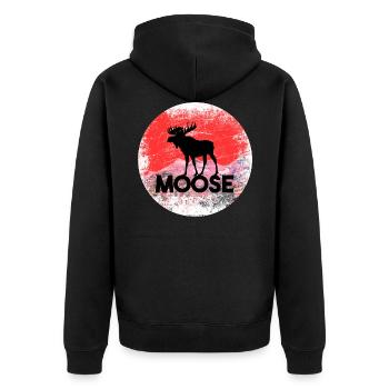 Moose Berge Elch Kanada - Unisex Premium Bio Zip Hoodie - Schwarz - Hinten - Nico (187cm)