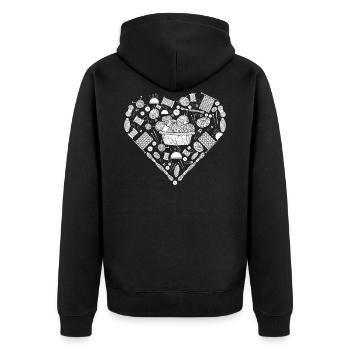 I love knitting | Wool needle heart sewing hobby - Unisex Premium Organic Zip Hoodie - black - Back - Nico (187cm)