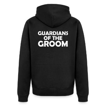 Guardian of the Groom JGA Bachelor Party - Unisex Premium Organic Zip Hoodie - black - Back - Nico (187cm)