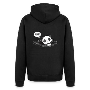 Huhu Ich bin da Baby Panda Geburt Geschenk - Unisex Premium Bio Zip Hoodie - Schwarz - Hinten - Nico (187cm)