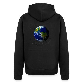 Erde - Unisex Premium Bio Zip Hoodie - Schwarz - Hinten - Nico (187cm)