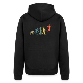 Evolution of Volleyball - Unisex Premium Bio Zip Hoodie - Schwarz - Hinten - Nico (187cm)