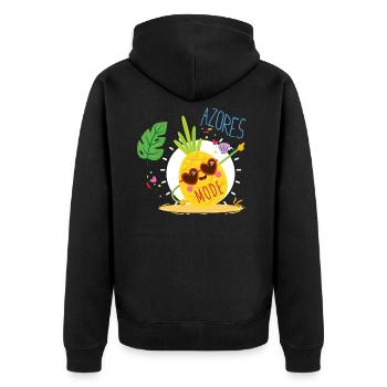Azores Mode Azoren Modus Portugal Ananas Sommer - Unisex Premium Bio Zip Hoodie - Schwarz - Hinten - Nico (187cm)