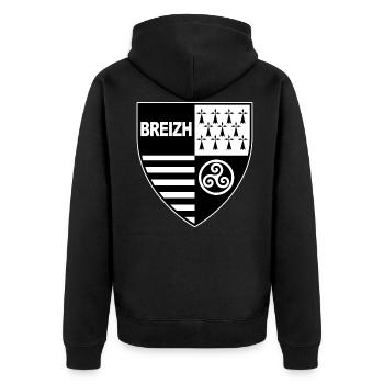 breizh brittany - Unisex Premium Organic Zip Hoodie - black - Back - Nico (187cm)