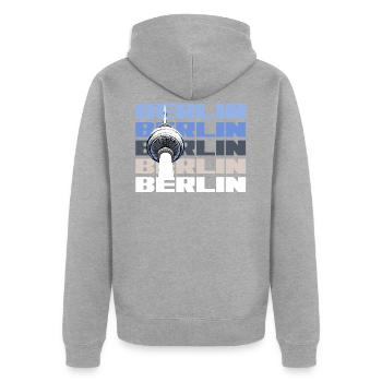 Berlin Hauptstadt Bundesland Fernsehturm - Unisex Premium Bio Zip Hoodie - Grau meliert - Hinten - Nico (187cm)