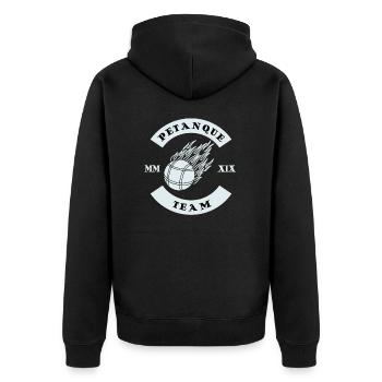 Petanque Team - Unisex Premium Bio Zip Hoodie - Schwarz - Hinten - Nico (187cm)