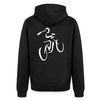 Fahrrad Fahrradfahren Fahrer Rad Fahrradfahrer - Unisex Premium Bio Zip Hoodie - Schwarz - Hinten - Nico (187cm)