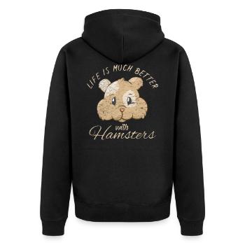 Hamster - Unisex Premium Bio Zip Hoodie - Schwarz - Hinten - Nico (187cm)