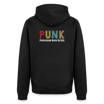 punk professional uncle no kids - Unisex Premium Organic Zip Hoodie - black - Back - Nico (187cm)